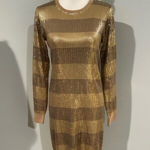 NWT Michael Kors Gold Sequined Dress in Small